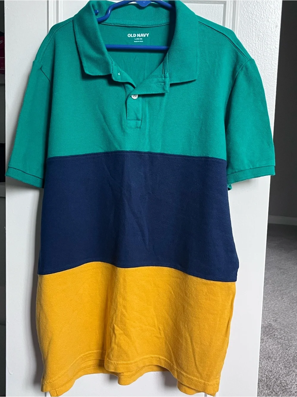 Old Navy Teal Navy Yellow Colorblock Polo
